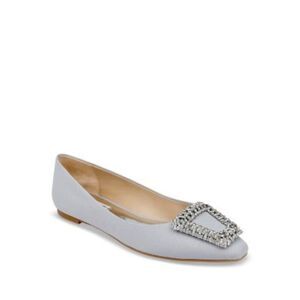 BADGLEY MISCHKA Womens Silver Hardware Emerie Pointed Toe Slip On Flats Shoes 8